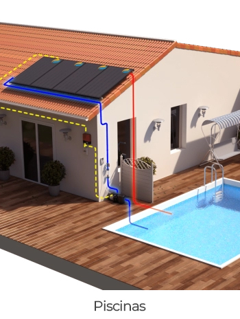 Imagen que muestra el circuito de calefacción de piscinas con los paneles solares de energiu zona norte gba